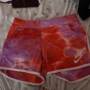 Nike Women's Tie-Dye Athletic Shorts - Red, Purple & White